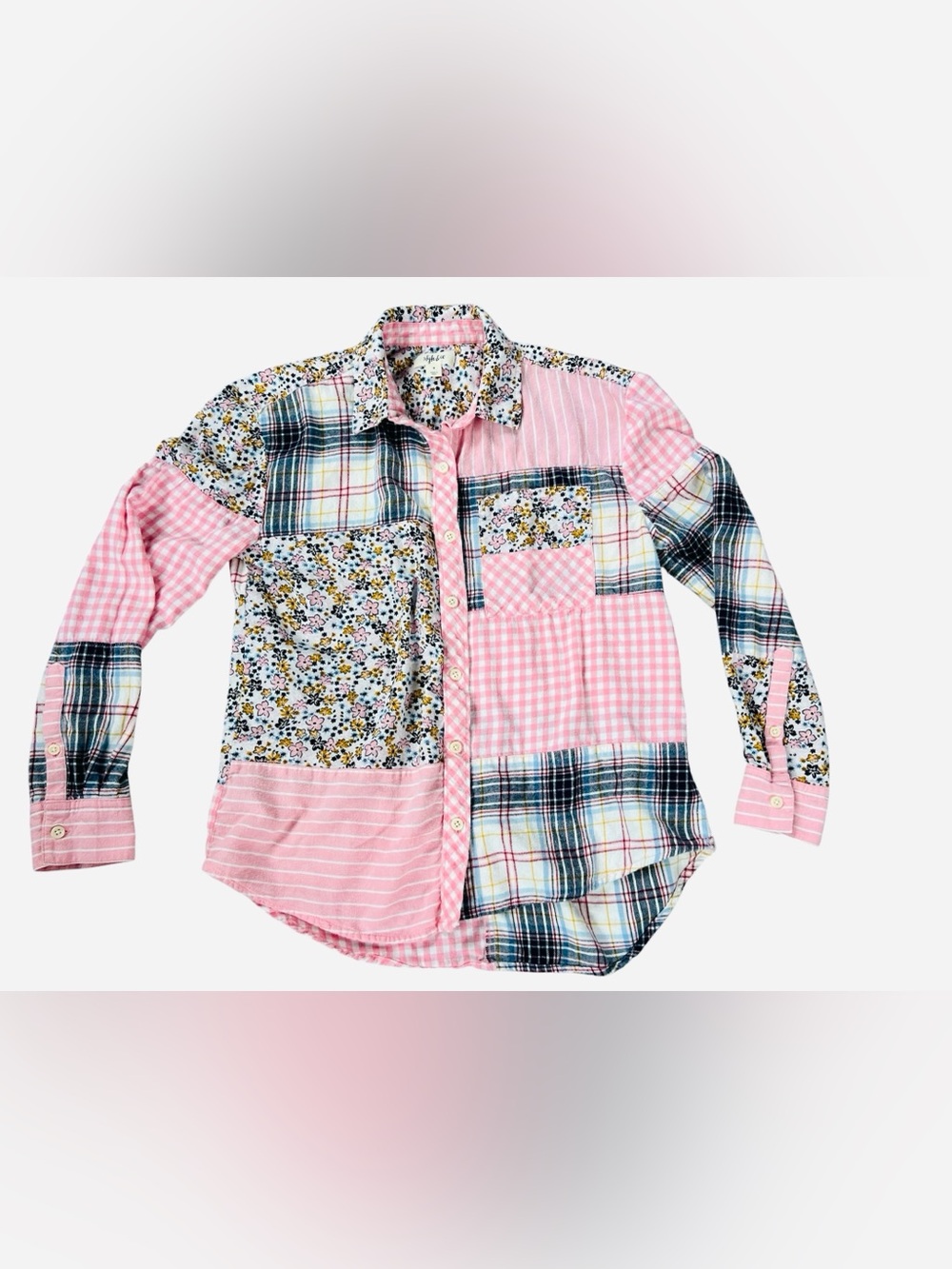 Style & Co. Pink Patchwork Button-Down Shirt
